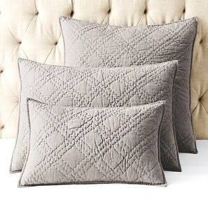 RH Stonewashed Belgian Linen Diamond Stitch Lumbar Sham